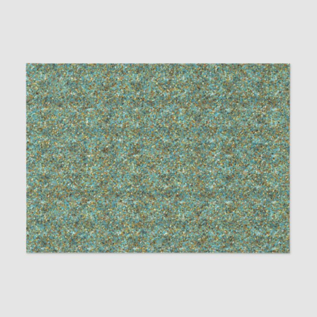 Turquoise-Gold Glitter-TISSUE WRAPPING PAPER (Front)