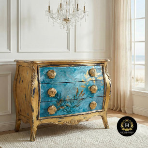 Turquoise Gold Leaf and Botanical Tissue Paper