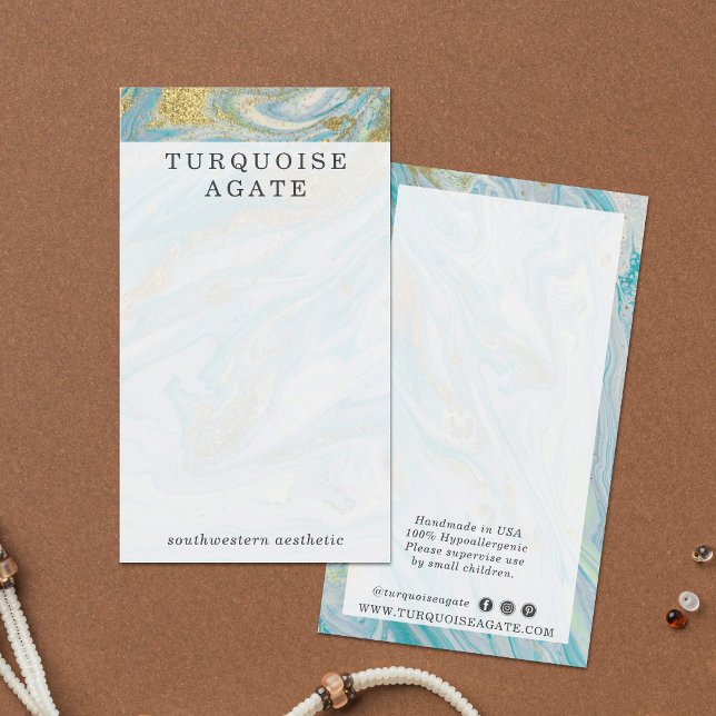 Turquoise & Gold Marble Earring Jewelry Display Business Card (Creator Uploaded)