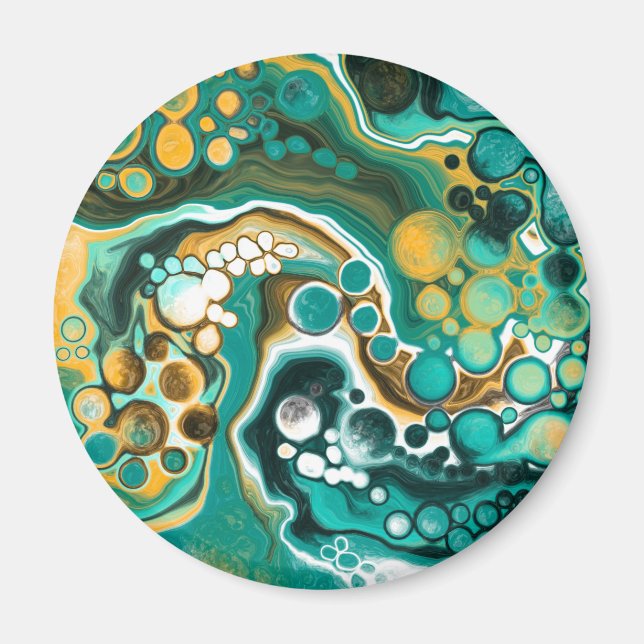 Turquoise, Gold, Marble Fluid Art   Magnet (Front)
