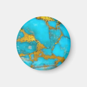 Turquoise Gold Marble Magnet