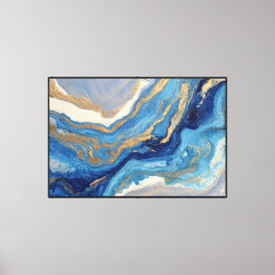 Turquoise & Gold Ocean Vein Abstract Art Canvas Print