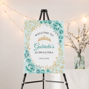 Turquoise Gold Quinceanera Welcome Foam Board