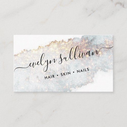 turquoise gold shimmer watercolor business card
