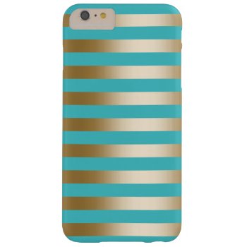 Turquoise & Gold Stripes Barely There Iphone 6 Plus Case by caseplus at Zazzle