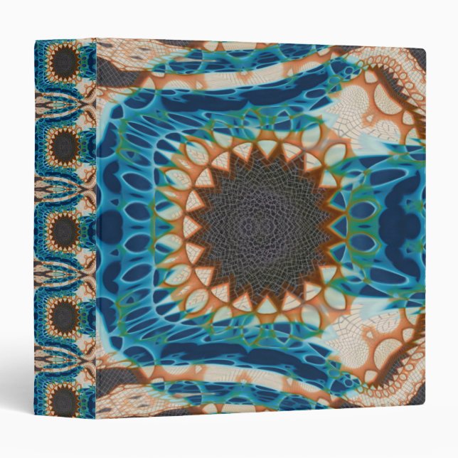 Turquoise Gold Sun Southwestern Art 3 Ring Binder (Front/Spine)
