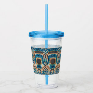 Turquoise Gold Sun Southwestern Art Acrylic Tumbler