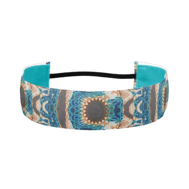 Turquoise Gold Sun Southwestern Art Athletic Headband (Front)