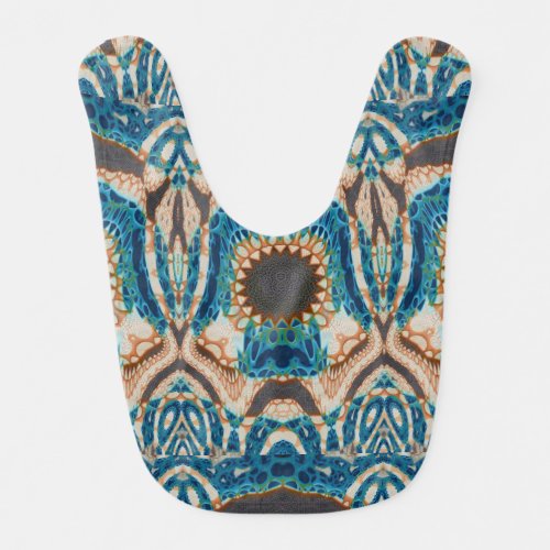 Turquoise Gold Sun Southwestern Art Baby Bib