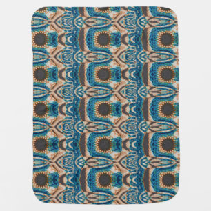 Turquoise Gold Sun Southwestern Art Baby Blanket