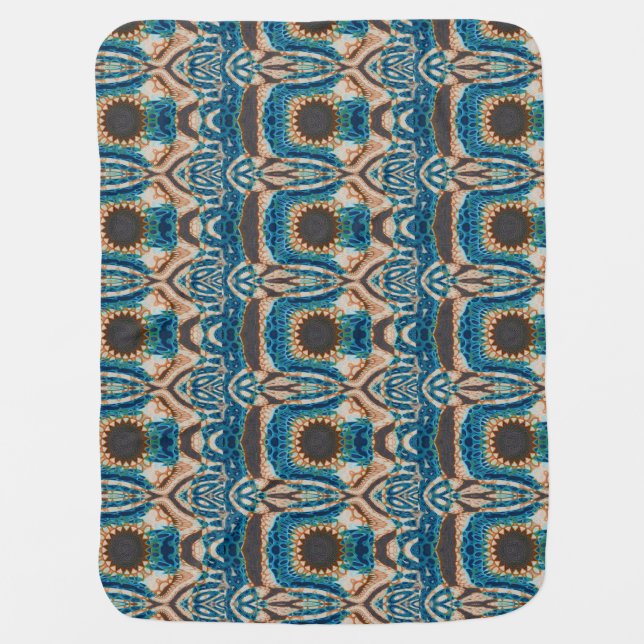 Turquoise Gold Sun Southwestern Art Baby Blanket (Front)