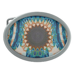 Turquoise Gold Sun Southwestern Art Belt Buckle