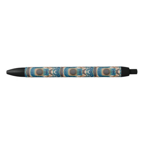 Turquoise Gold Sun Southwestern Art Black Ink Pen