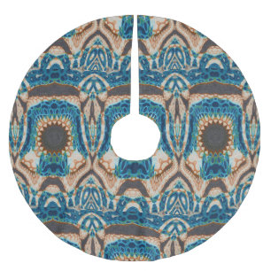 Turquoise Gold Sun Southwestern Art Brushed Polyester Tree Skirt