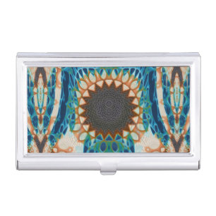 Turquoise Gold Sun Southwestern Art Business Card Case