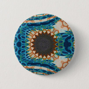 Turquoise Gold Sun Southwestern Art Button