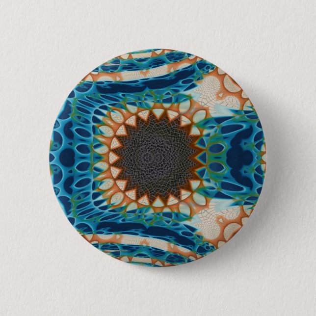 Turquoise Gold Sun Southwestern Art Button (Front)