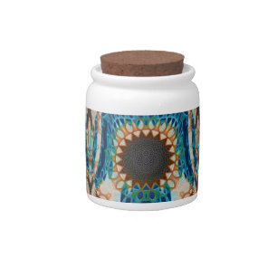 Turquoise Gold Sun Southwestern Art Candy Jar