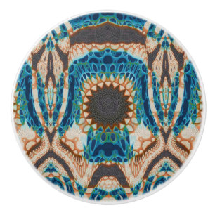 Turquoise Gold Sun Southwestern Art Ceramic Knob