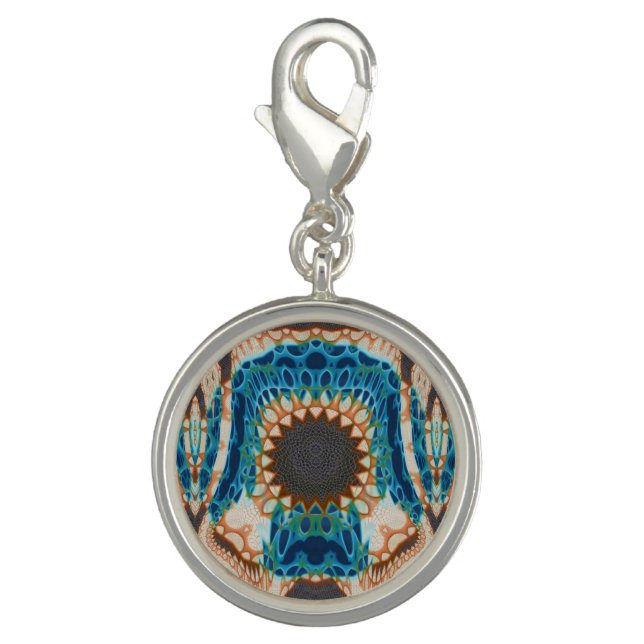 Turquoise Gold Sun Southwestern Art Charm (Front)