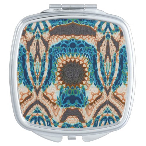 Turquoise Gold Sun Southwestern Art Compact Mirror