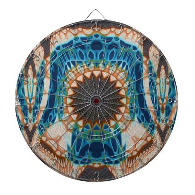 Turquoise Gold Sun Southwestern Art Dart Board (Front)