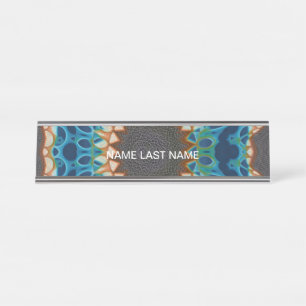 Turquoise Gold Sun Southwestern Art Desk Name Plate