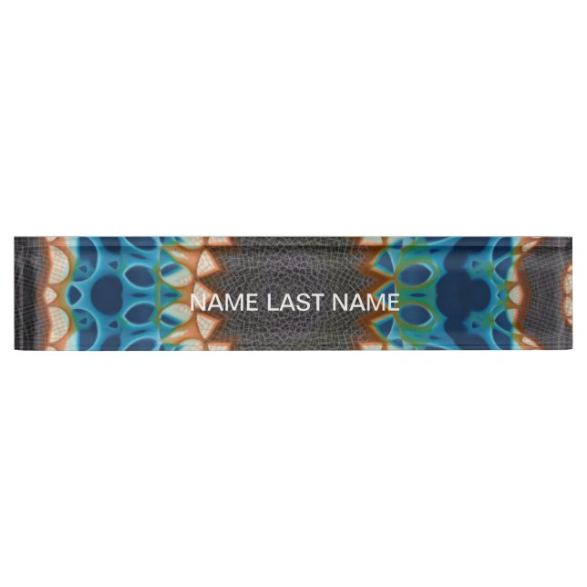 Turquoise Gold Sun Southwestern Art Desk Name Plate (Front)
