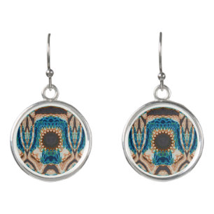 Turquoise Gold Sun Southwestern Art Earrings