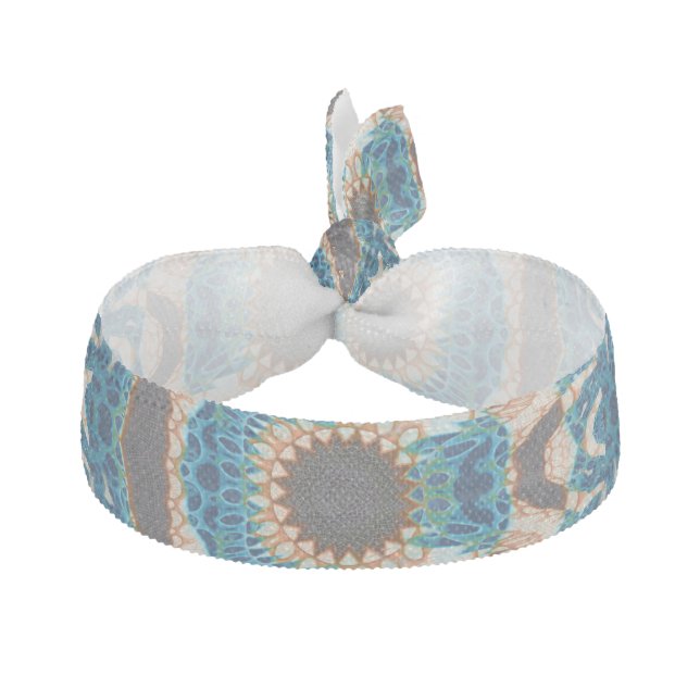 Turquoise Gold Sun Southwestern Art Elastic Hair Tie (Front)