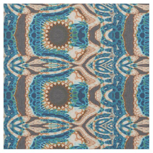 Turquoise Gold Sun Southwestern Art Fabric