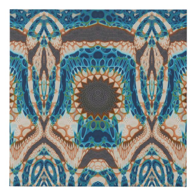 Turquoise Gold Sun Southwestern Art Faux Canvas Print (Front)