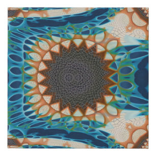 Turquoise Gold Sun Southwestern Art Faux Canvas Print