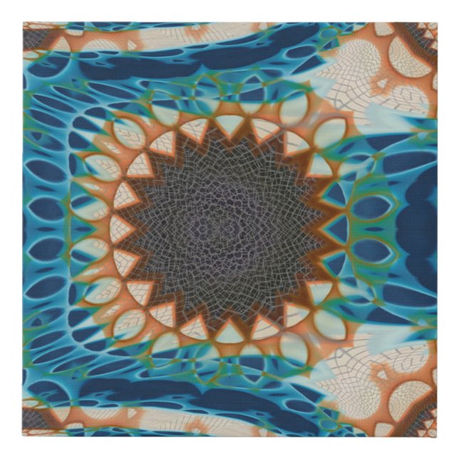 Turquoise Gold Sun Southwestern Art Faux Canvas Print (Front)
