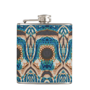 Turquoise Gold Sun Southwestern Art Flask