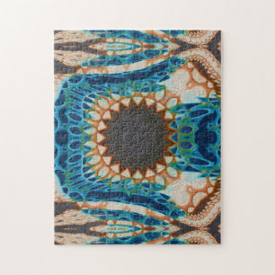 Turquoise Gold Sun Southwestern Art Jigsaw Puzzle
