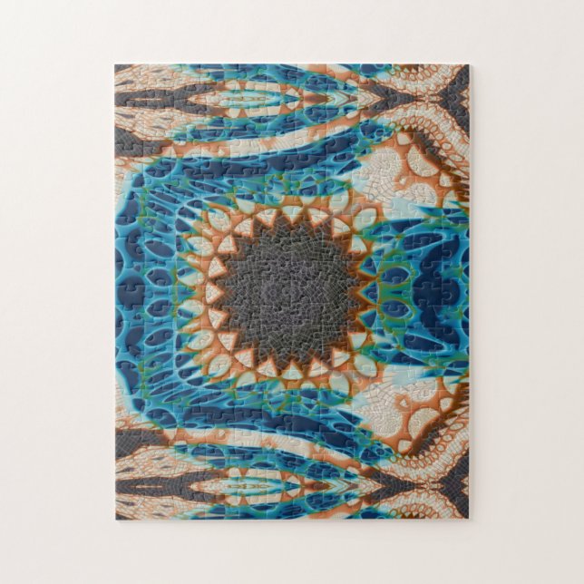 Turquoise Gold Sun Southwestern Art Jigsaw Puzzle (Vertical)