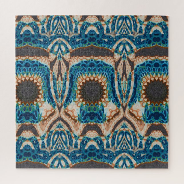 Turquoise Gold Sun Southwestern Art Jigsaw Puzzle (Vertical)