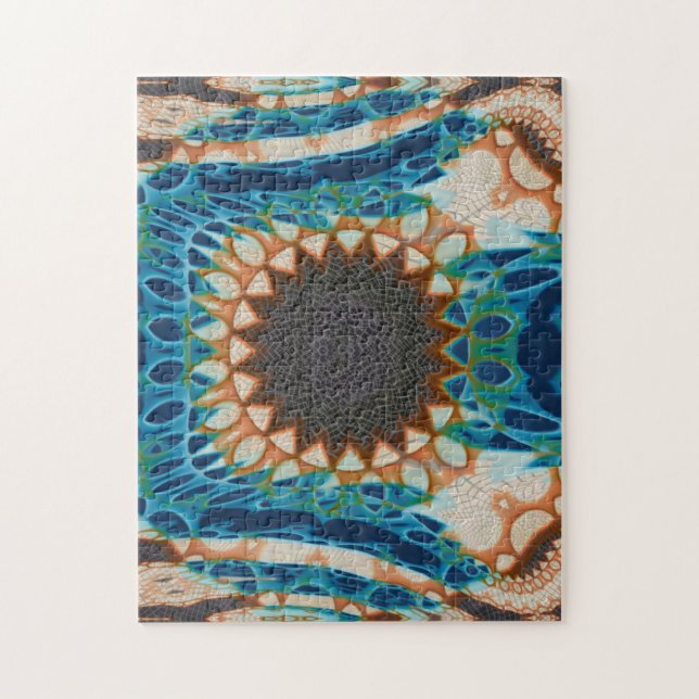 Turquoise Gold Sun Southwestern Art Jigsaw Puzzle (Vertical)