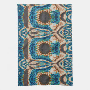 Turquoise Gold Sun Southwestern Art Kitchen Towel