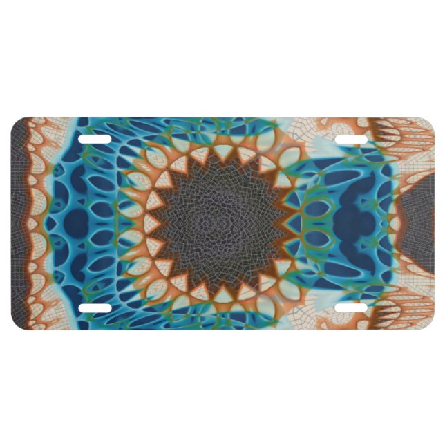 Turquoise Gold Sun Southwestern Art License Plate (Front)
