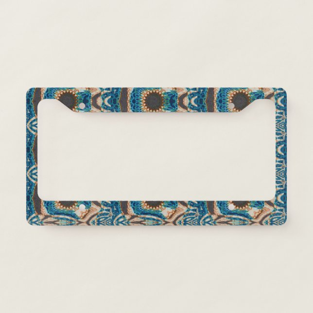 Turquoise Gold Sun Southwestern Art License Plate Frame (Front)