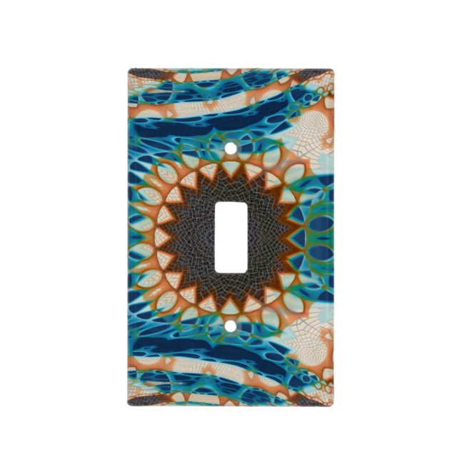 Turquoise Gold Sun Southwestern Art Light Switch Cover (Front)