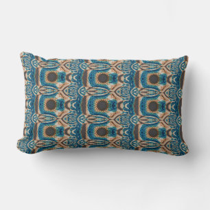Turquoise Gold Sun Southwestern Art Lumbar Pillow