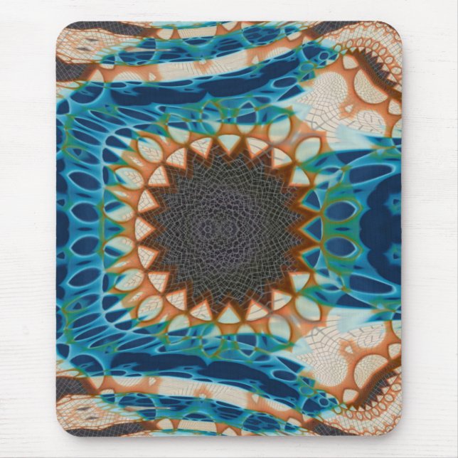 Turquoise Gold Sun Southwestern Art Mouse Pad (Front)