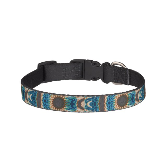 Turquoise Gold Sun Southwestern Art Pet Collar (Front)