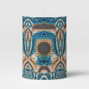 Turquoise Gold Sun Southwestern Art Pillar Candle