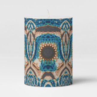 Turquoise Gold Sun Southwestern Art Pillar Candle