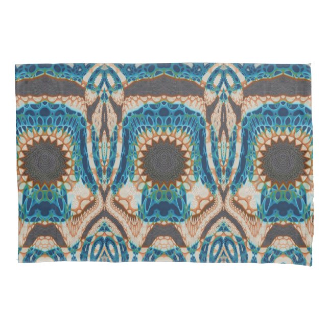 Turquoise Gold Sun Southwestern Art Pillow Case (Front)