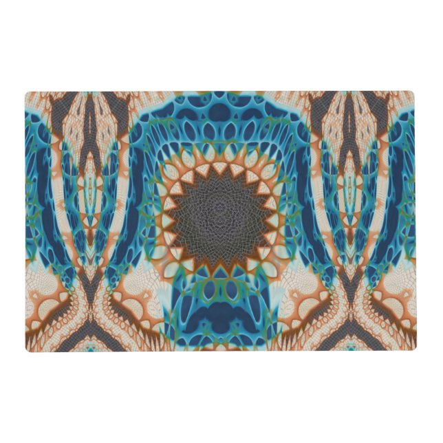 Turquoise Gold Sun Southwestern Art Placemat (Front)